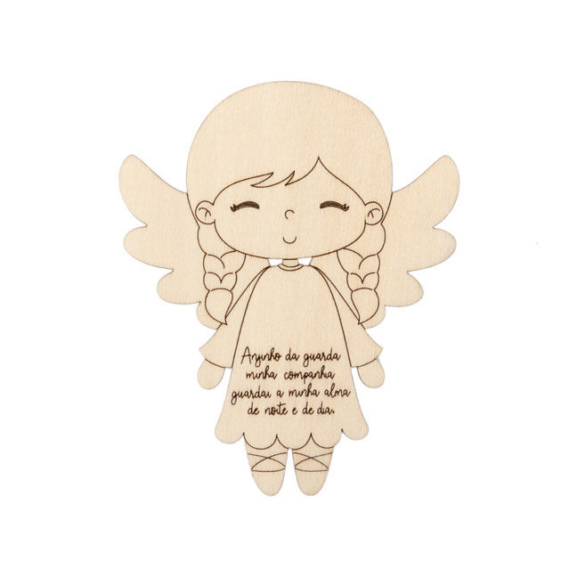 Anjo De Madeira Menina C Oracao 8 2x10x0 3cm Blister 742347 Americana