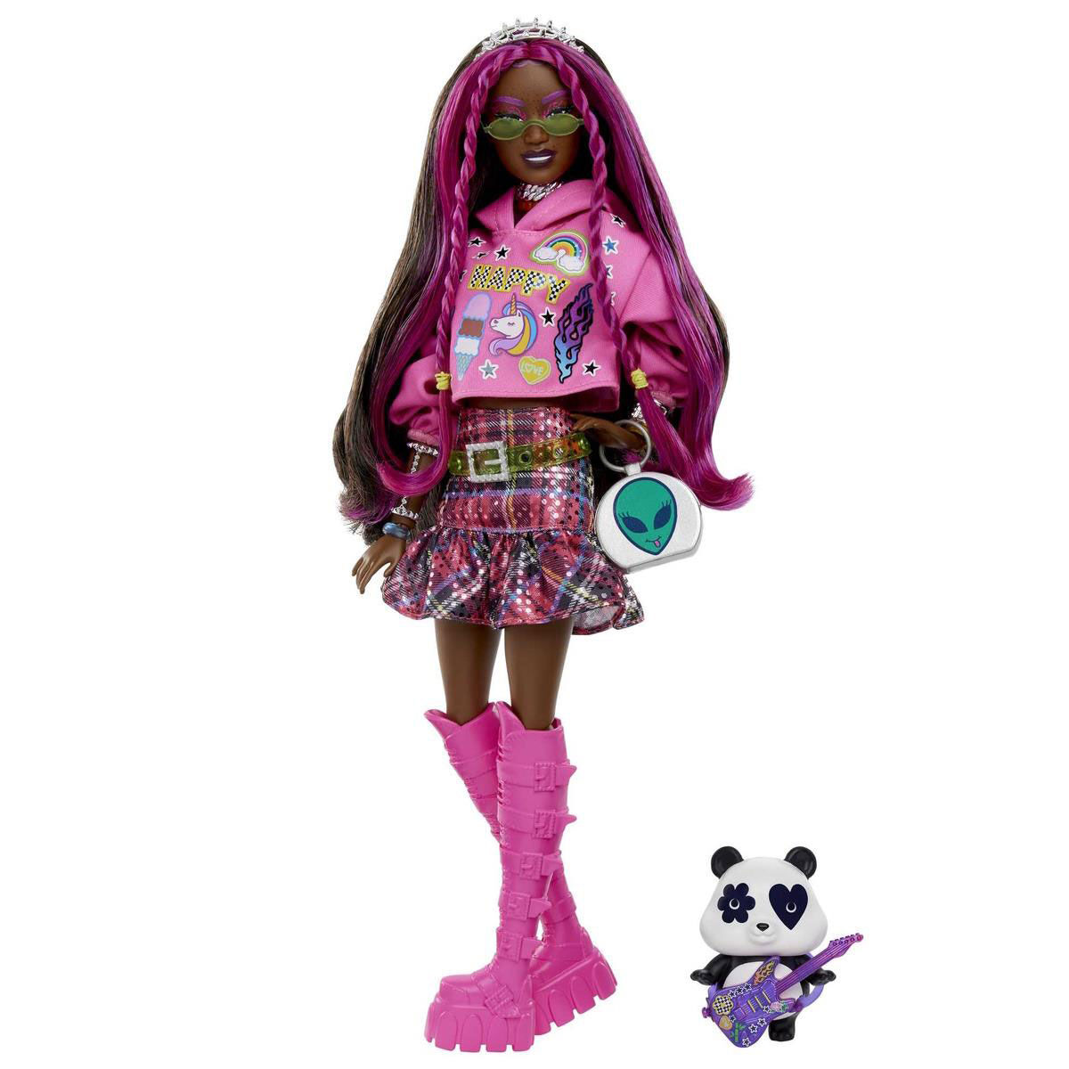 Boneca Barbie - Extra - Barbie Com Saia e Bolsa Roxa - Mattel